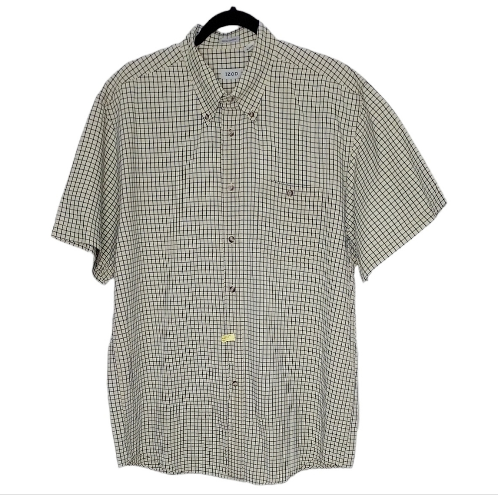 Izod Button Down Short Sleeve 100% Cotton Shirt Size Large
